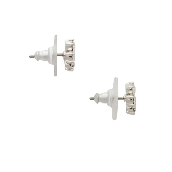 NWT! Kate Spade Flower Studs in Clear / Silver - Picture 2 of 5